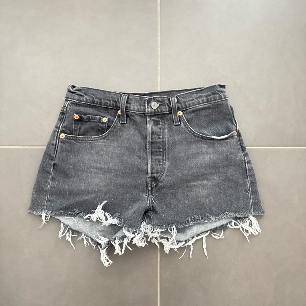 Levi's Black Distressed Jean Shorts
